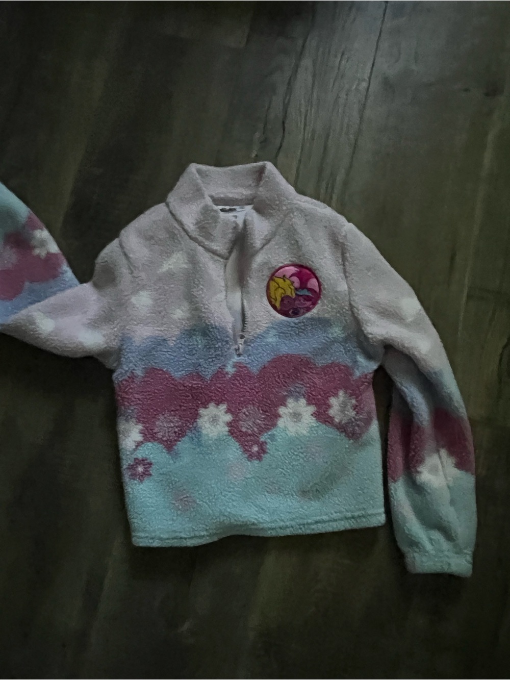 Trolls Kids Pastel Tie-Dye Sherpa Pullover with Character Patch